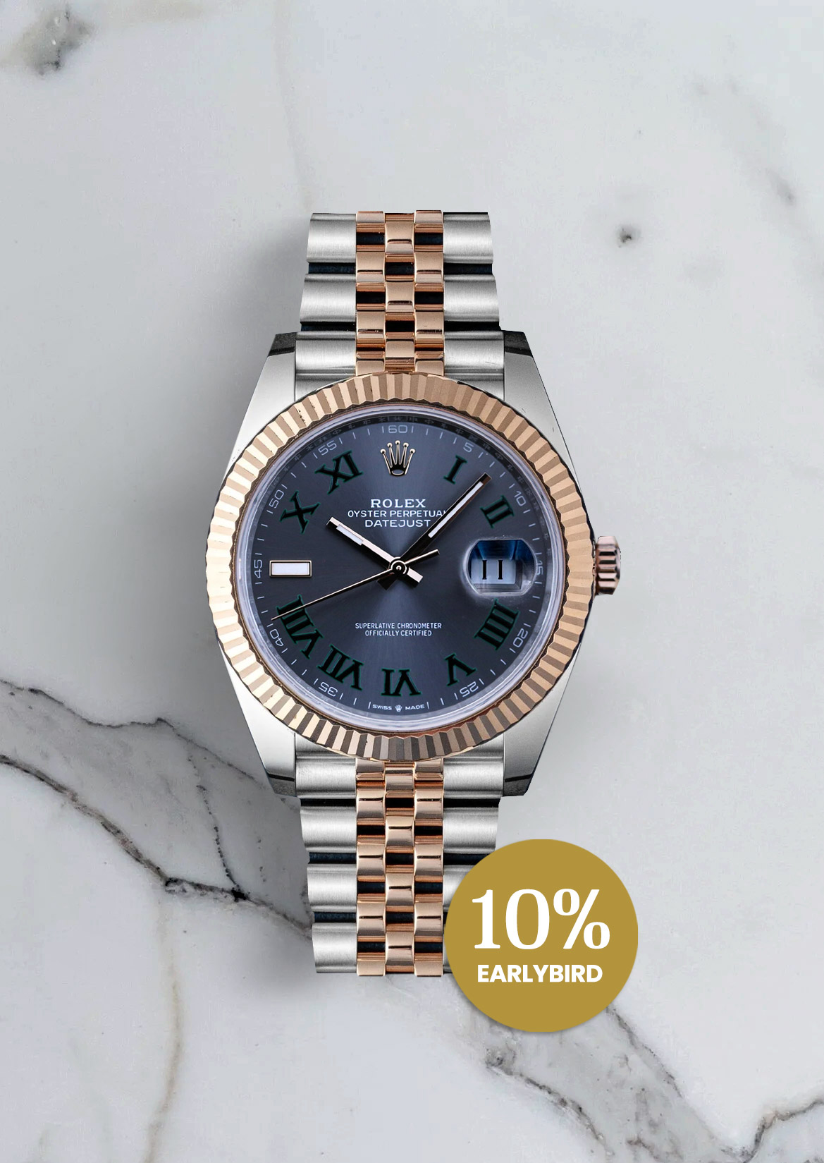 Datejust 41 Oyster, 41 mm, Oystersteel en Everose-goud Referentie 126331